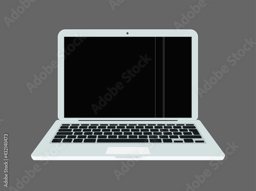 vector laptop Black screen with lines