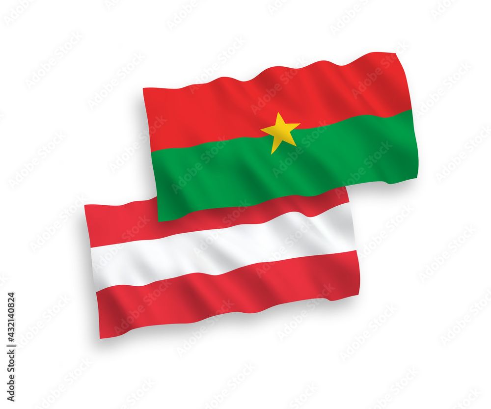 Flags of Austria and Burkina Faso on a white background Flags of Austria and Burkina Faso on a white background