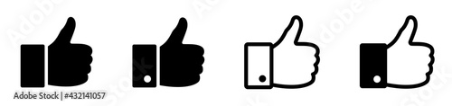 Thumbs up icons set. Hand like. Like icon, confirm. Vector illustration.