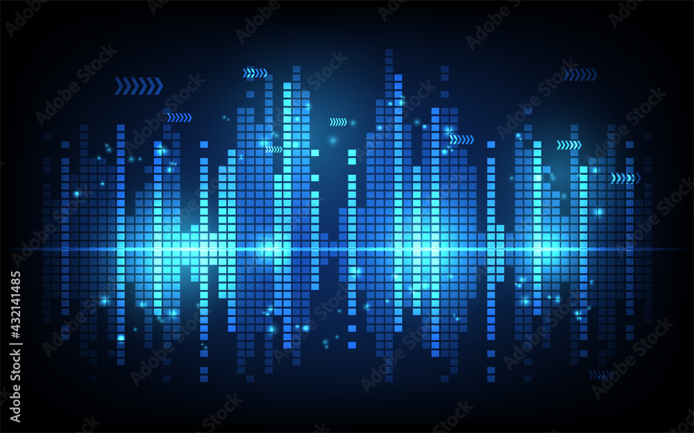 Sound wave rhythm background, technology concept, futuristic digital innovation background vector illustration Sound wave rhythm background, technology concept, futuristic digital innovation background vector illustration