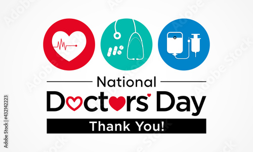 National Doctors' Day is a day celebrated to appreciate and recognize the contributions of physicians to individual lives and communities. Vector illustration.