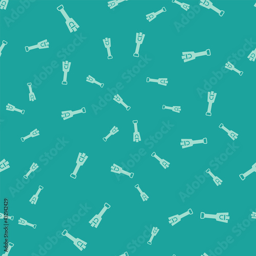 Green Prosthesis leg icon isolated seamless pattern on green background. Futuristic concept of bionic leg, robotic mechanical leg. Vector