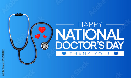 National Doctors' Day is a day celebrated to appreciate and recognize the contributions of physicians to individual lives and communities. Vector illustration.
