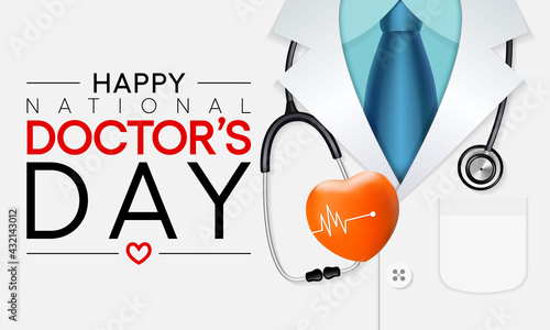 National Doctors' Day is a day celebrated to appreciate and recognize the contributions of physicians to individual lives and communities. Vector illustration.