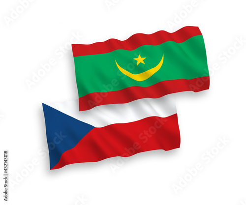 Flags of Czech Republic and Islamic Republic of Mauritania on a white background