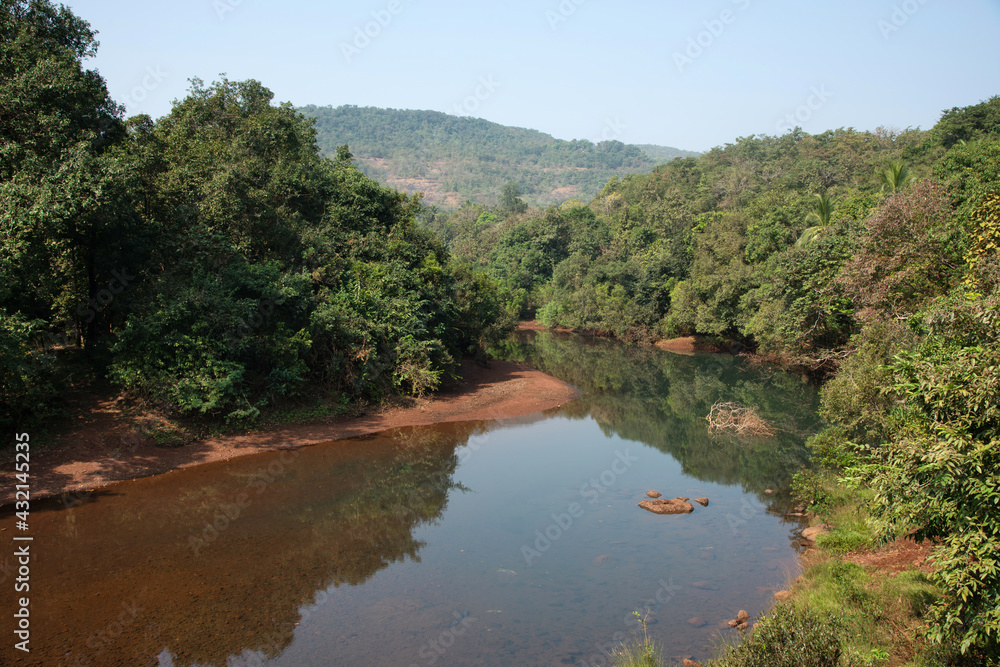 Kotjai river surrounded by dense forest, Dapoli, Konkan, Maharashtra, India
