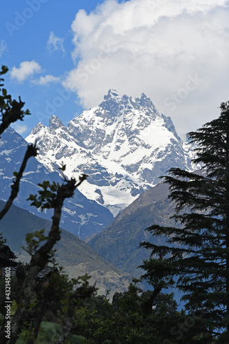 View of the Swargarohini  a mountain massif in the Saraswati Range of the Garhwal Himalaya, India photo