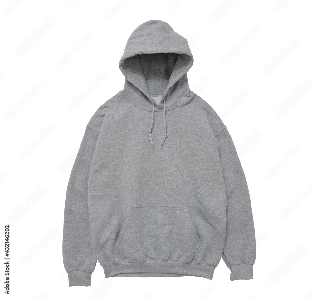 Blank hoodie sweatshirt color grey front view on white background Stock  Photo | Adobe Stock