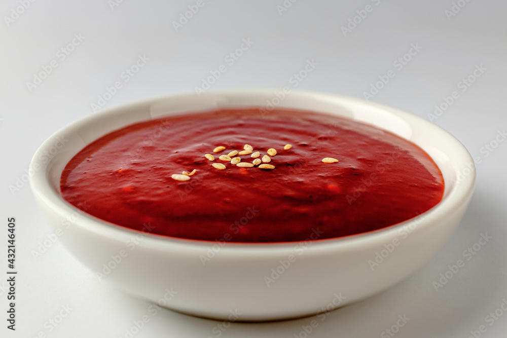 Vinegar pepper paste on a white background Vinegar pepper paste on a white background