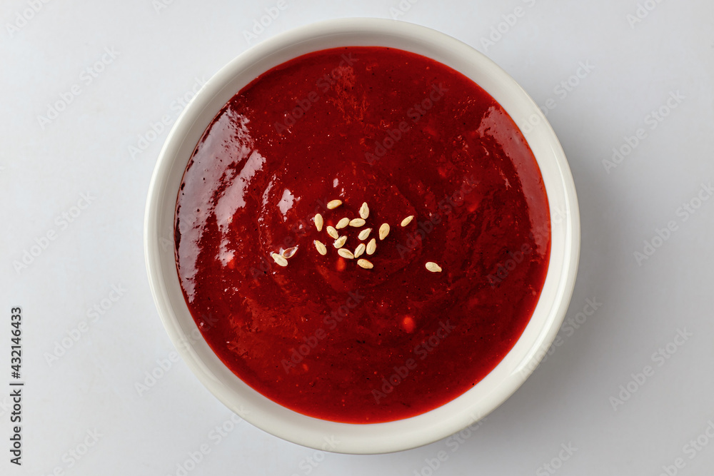 Vinegar pepper paste on a white background Vinegar pepper paste on a white background
