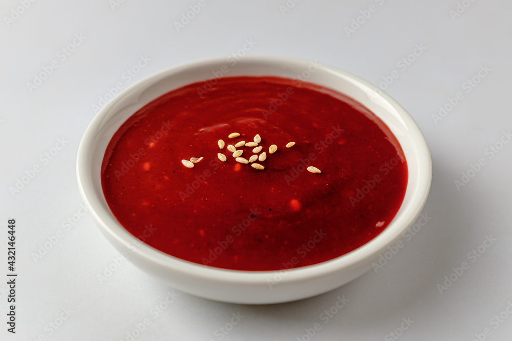 Vinegar pepper paste on a white background Vinegar pepper paste on a white background