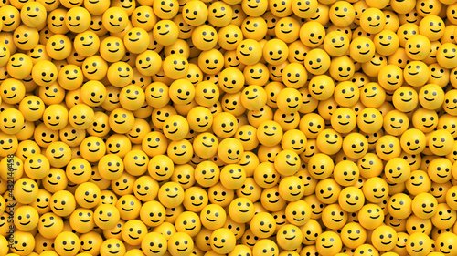 Huge pile of yellow balls with smiling faces. Social media and communications concept vector background