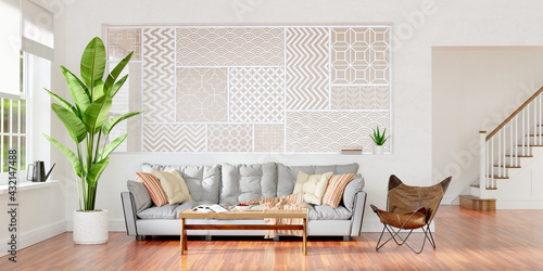Fotografija Large living room loft, bright, sunny interior
