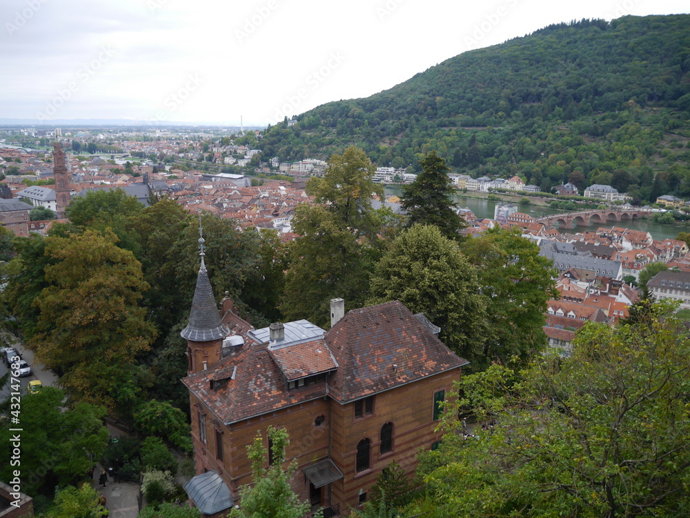 Heidelberg, Germany September 2, 2018. Landscape of old buildings and castles at Heidelberg, a famous tourist city in Germany.
