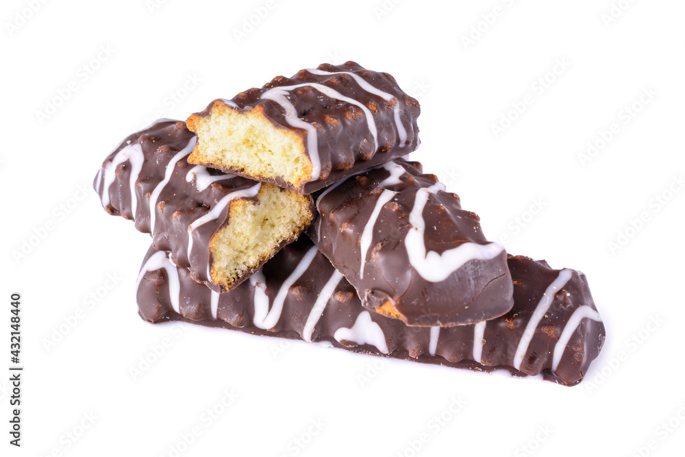 Cookies chocolate sticks whole and halves Isolated on a white background. Cookies chocolate sticks whole and halves Isolated on a white background.