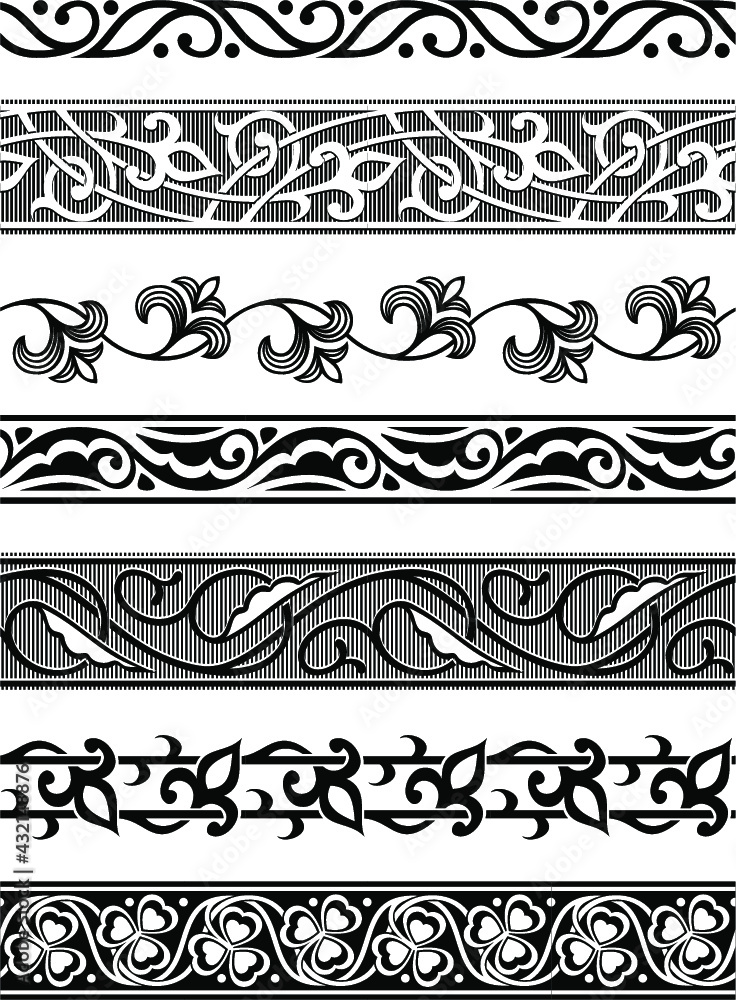 Fototapeta premium Floral seamless borders