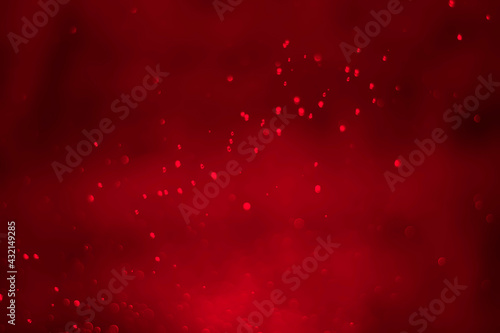 Red glitter vintage lights background. Red heart boked