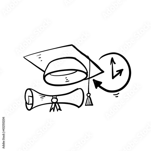 hand drawn doodle graduation time icon symbol illustration isolated background