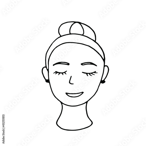 Doodle girl face.Line art drawing sketches of woman.Hand drawn line art vector illustration.