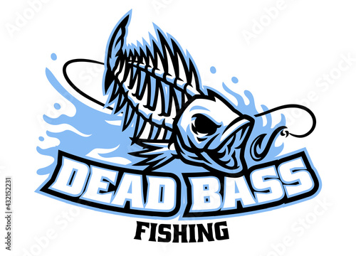 bass fish skull mascot logo