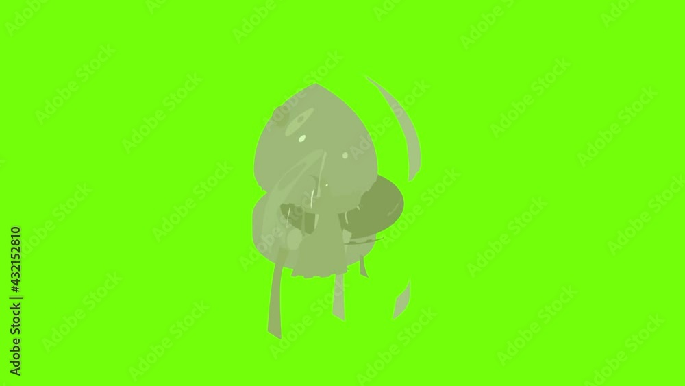 Helmet knight warrior icon animation cartoon object on green screen background