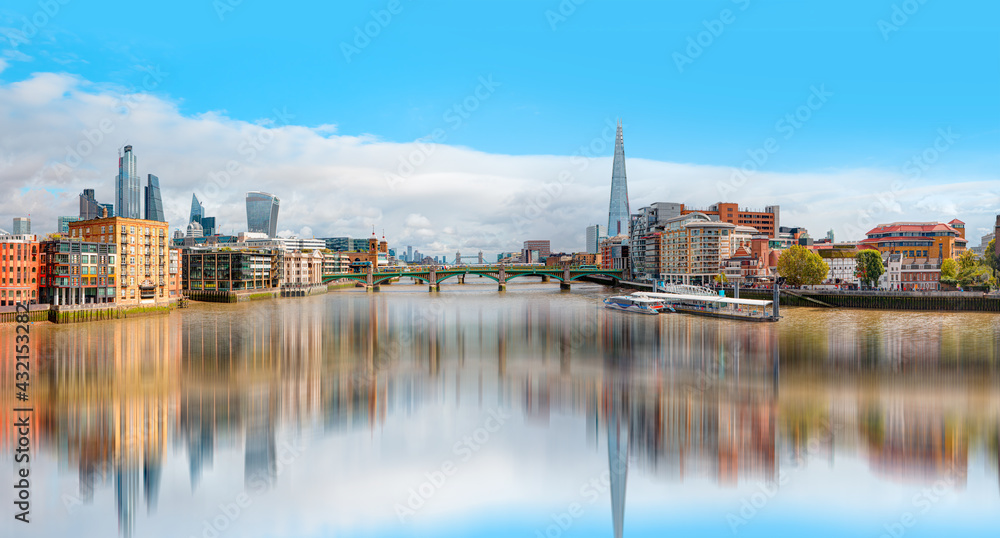 Skyline of London on the Thames River - London, United Kingdom