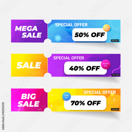 Colorful set sale banners template design.