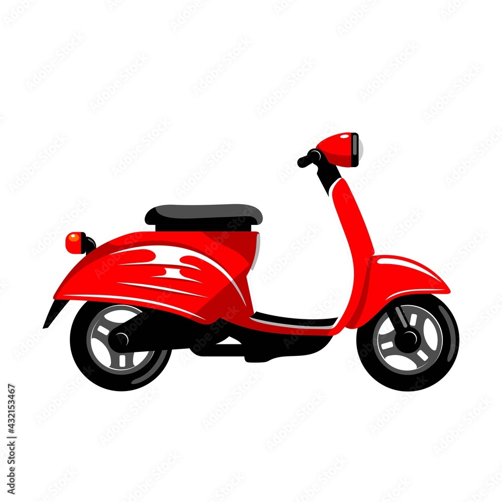 Red scooter on a white background in vector EPS8 Red scooter on a white background in vector EPS8