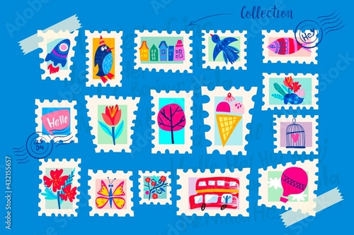 Vector set of stamps. (ID: 432155657)