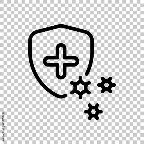 Immune system, antivirus protection, simple medical icon. Black editable linear symbol on transparent background