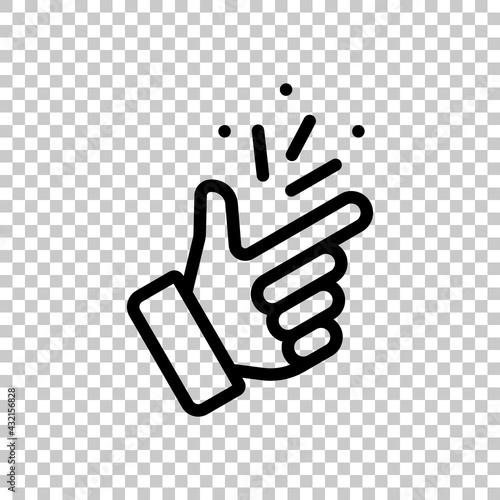 Snap finger, sign of easy, simple icon. Black editable linear symbol on transparent background