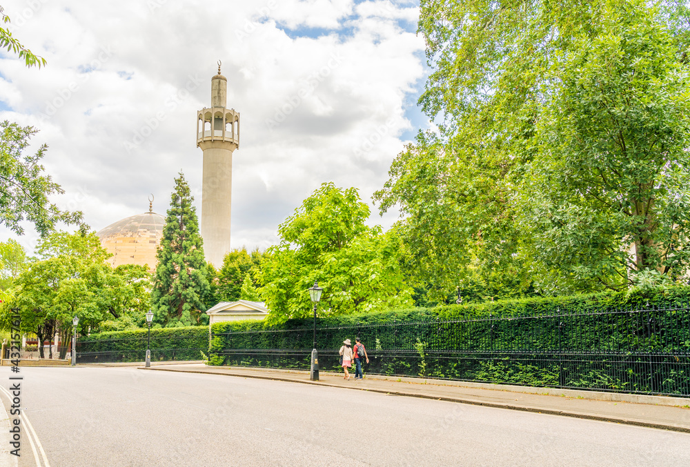 July 2020. London. London Central Mosque, Regents park in London, England,