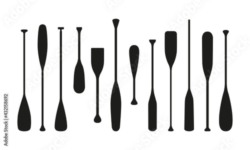 Vintage Canoe Paddle Set. Vector elements for web or print. photo