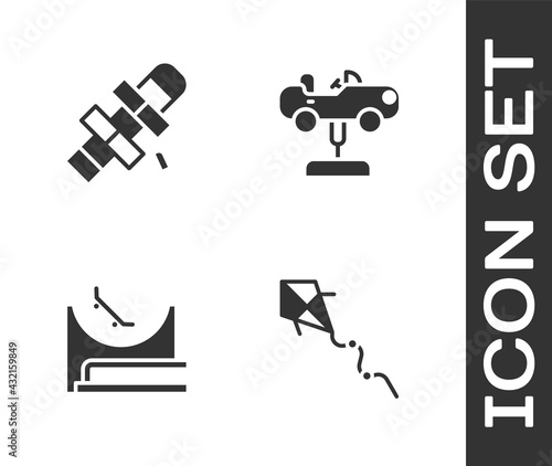 Set Kite, Hopscotch, Skate park and Swing car icon. Vector