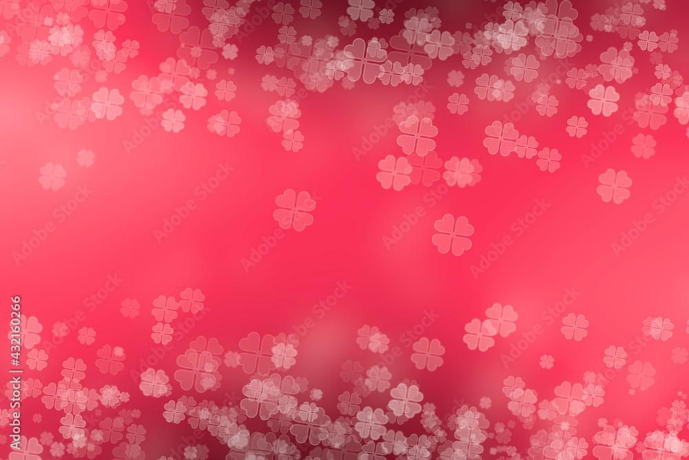 Abstract bokeh Background with red colour on four leaf clovers pattern,good luck charm symbol. Abstract bokeh Background with red colour on four leaf clovers pattern,good luck charm symbol.