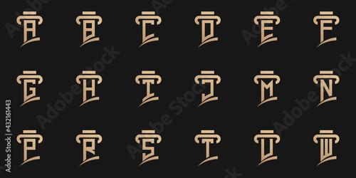 Set of law logo design with initial letter A to W Premium Vector