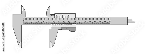 Calliper. Measuring tool and instrument for high-precision measurements of external and internal dimensions. Vector illustration isolated 
on white background.
