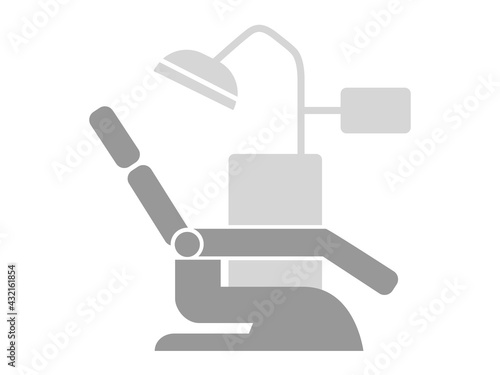 Modern dental chair icon on a white background. Dental equipment. Vector flat 
style for medical badge. Medical symbol for dental and orthodontics clinic.
