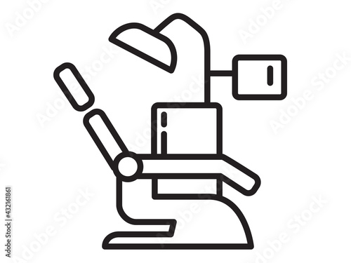 Modern dental chair icon on a white background. Dental equipment. Vector flat 
style for medical badge. Medical symbol for dental and orthodontics clinic.
