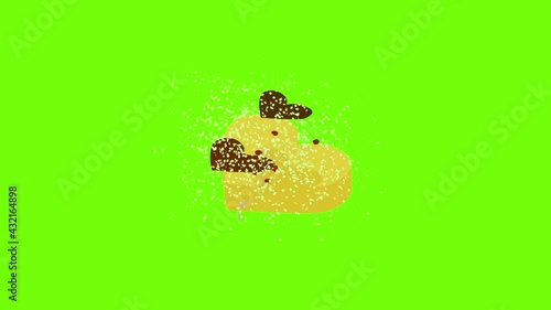 Heart cookie iicon animation cartoon object on green screen background photo