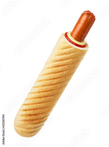 French hot dog with ketchup and mayonnaise