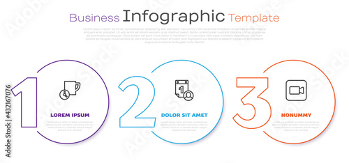 Set line Time management, and Camera. Business infographic template. Vector