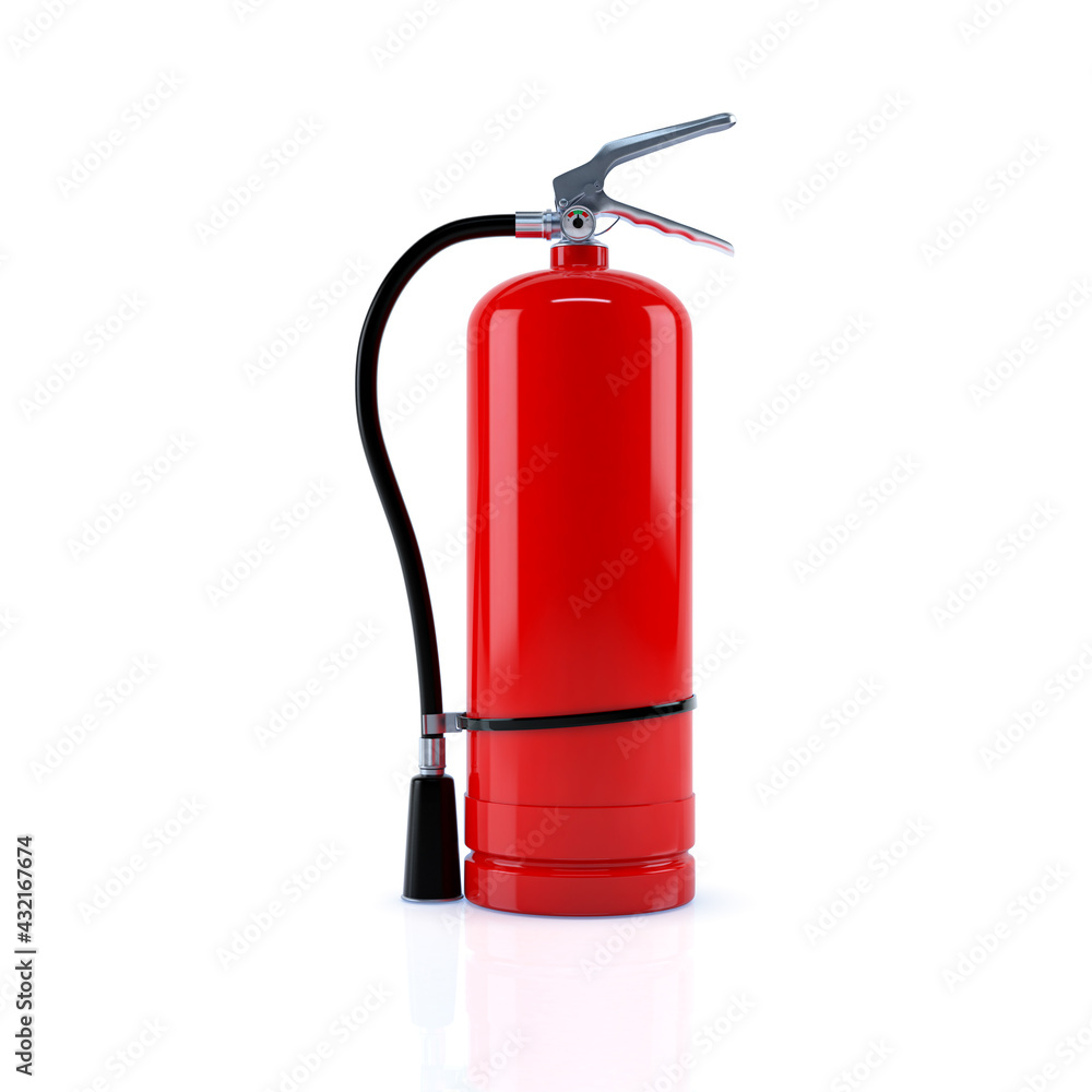 Red Fire extinguisher on white background. 3d illustration Red Fire extinguisher on white background. 3d illustration