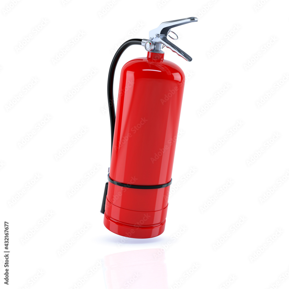 Red Fire extinguisher on white background. 3d illustration Red Fire extinguisher on white background. 3d illustration