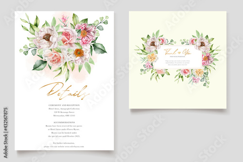 watercolor floral wedding invitation card © lukasdedi
