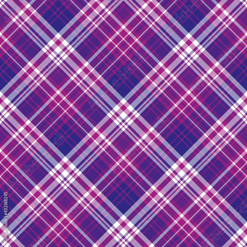 Seamless pattern in bright violet, purple and white colors for plaid, fabric, textile, clothes, tablecloth and other things. Vector image. 2