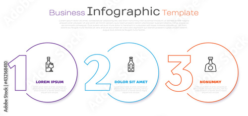 Set line Wine bottle with glass, Beer and Tequila. Business infographic template. Vector