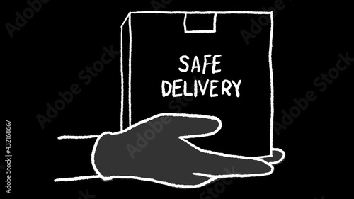 safe delivery icon animation in whiteboard style, ideal footage for social videos and covidfree themes