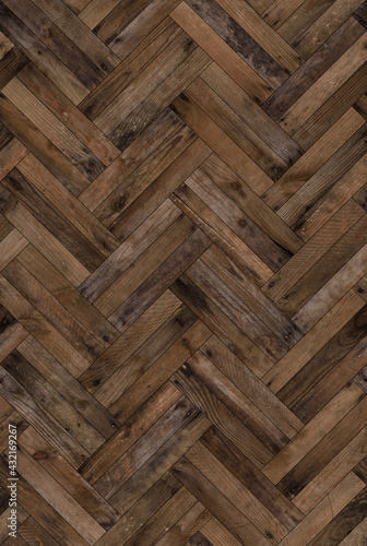 Seamless wood texture  parquet pattern  old planks with rusty nails. Vintage naturally weathered hardwood wooden floor background  sharp and highly detailed.