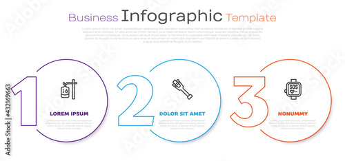 Set line IV bag, Prosthesis leg and Smart watch. Business infographic template. Vector